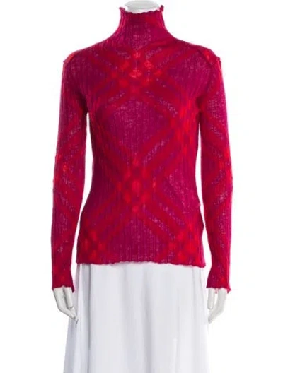 Pre-owned Burberry Mohair Turtleneck Sweater W/ Tags In Red