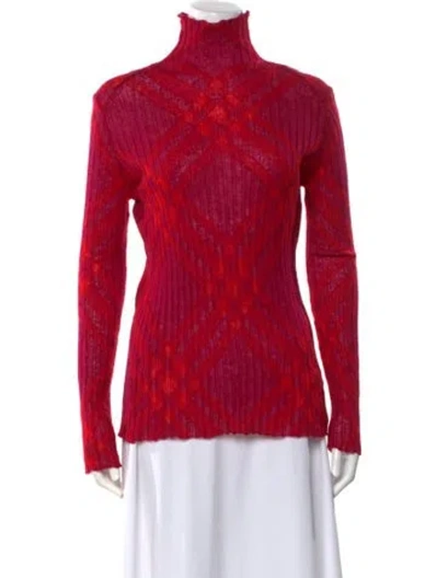 Pre-owned Burberry Mohair Turtleneck Sweater W/ Tags In Red