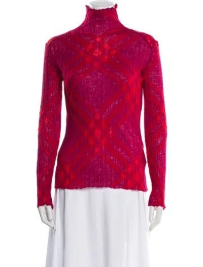 Pre-owned Burberry Mohair Turtleneck Sweater W/ Tags In Red
