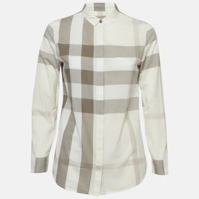 Pre-owned Burberry Monochrome Checked Cotton Shirt Xs In Grey