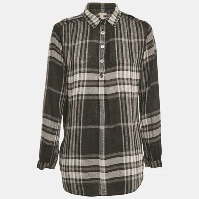 Burberry Monochrome Checks Crepe Tunic S In Gray
