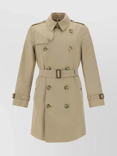 BURBERRY MONOCHROME COAT EPAULETTES BELTED