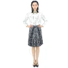 BURBERRY BURBERRY MONOCHROME LEOPARD PRINT FLUID PLEATED SKIRT