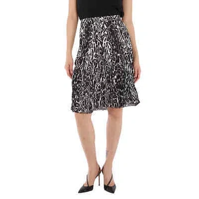 Pre-owned Burberry Monochrome Leopard Print Fluid Pleated Skirt In Multicolor
