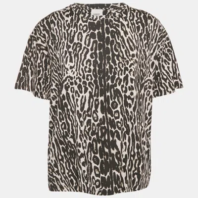 Pre-owned Burberry Monochrome Leopard Print Jersey T-shirt S In Black