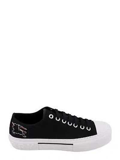 Pre-owned Burberry Monochrome Sneaker With Drawing Detail At The Back In Cotton Man In Black