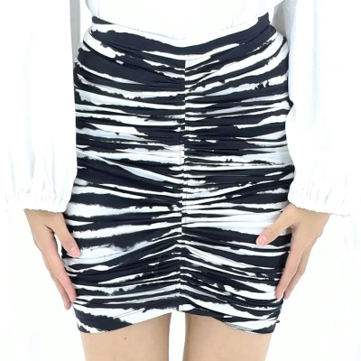 Burberry Monochrome Watercolour Print Ruched Detail Skirt In Monochrome Ip Pttn