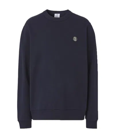 Burberry Monogram-appliqué Cotton Sweatshirt In Blue