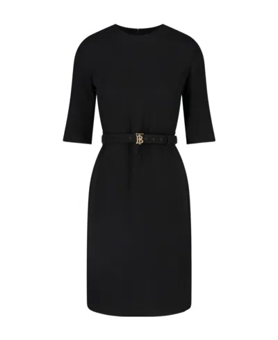Burberry Monogram-belt Midi Dress In Black