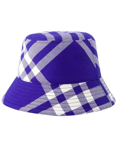 Pre-owned Burberry Monogram Bucket Hat (authentic Pre-loved) In Blue