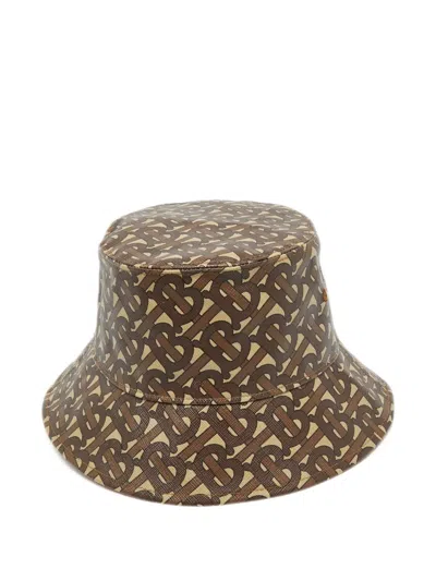 Pre-owned Burberry Monogram Cotton Bucket Hat In Brown
