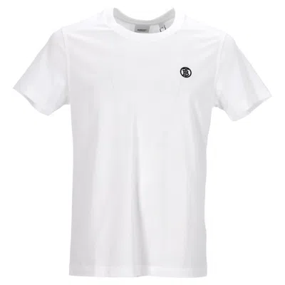 Burberry Monogram Embroidered T-shirt In Organic Cotton Jersey In White