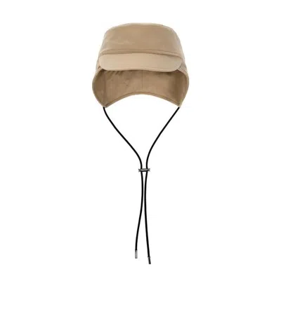 Burberry Monogram-embroidered Trapper Hat In Nude
