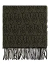 Burberry Monogram Fringed Scarf In Green