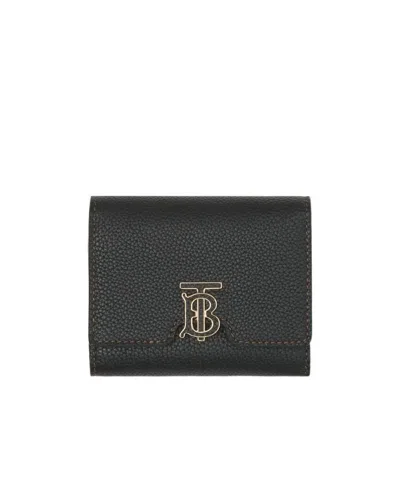 Burberry Monogram Grained Leather Wallet In Black
