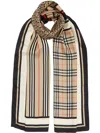 Burberry Monogram, Icon Stripe And Check Print Silk Scarf In Neutrals
