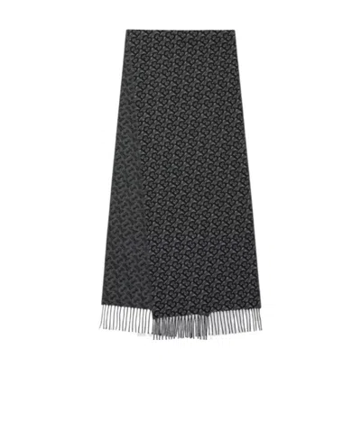 Burberry Monogram Jacquard Scarf In Black