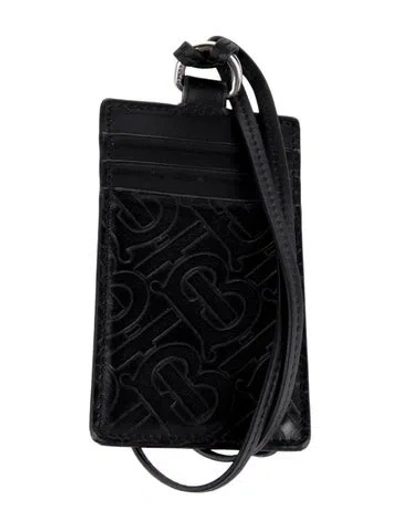 Pre-owned Burberry Monogram Leather Card Case In Black