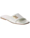 Burberry Monogram-motif Leather Slides In White