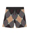Burberry Monogram-motif Argyle Intarsia Track Shorts In Black