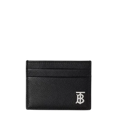 Burberry Monogram-motif Grainy-leather Card Case In Black