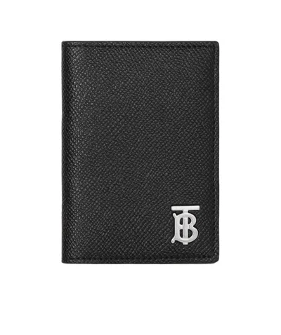 Burberry Monogram-motif Grainy-leather Card Case In Black