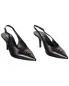 Burberry Monogram Motif Leather Slingback Pump (authentic Pre-loved) In Black