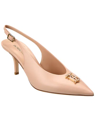 Burberry Monogram Motif Leather Slingback Pump In Beige