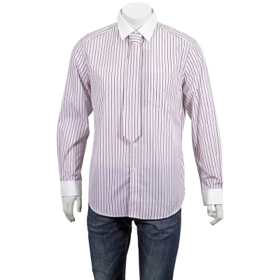 Burberry Monogram Motif Striped Classic Fit Shirt In Alabaster Pink