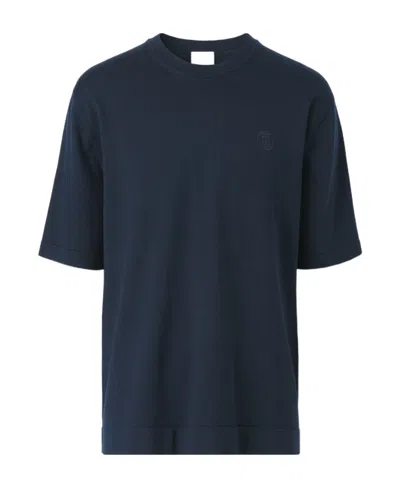 Burberry Monogram Motif Wool-silk T-shirt In Black