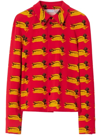 BURBERRY MONOGRAM-PATTERN SPREAD-COLLAR SHIRT
