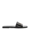 Burberry Monogram Plaque Leather Sandals In Black