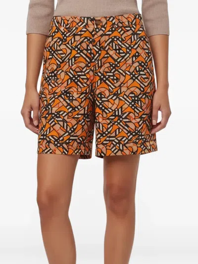 Pre-owned Burberry Monogram Print Bermuda Shorts In Orange
