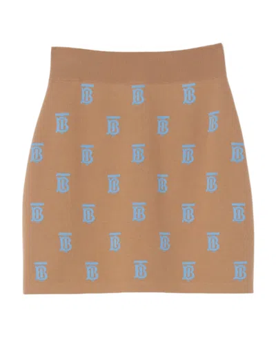 Burberry Monogram-print Jacquard Miniskirt In Pink