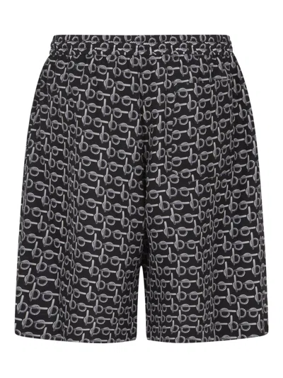 Burberry All Over Print Bermuda Shorts In Black