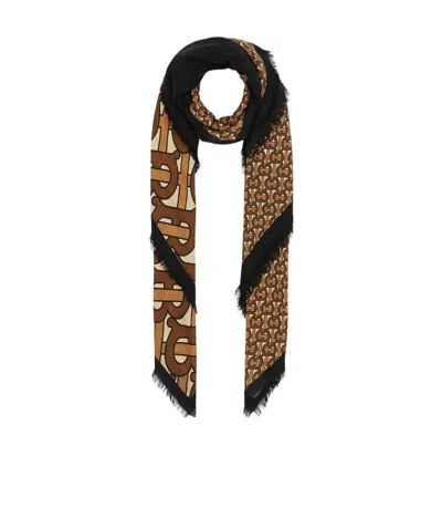 Burberry Monogram-print Scarf In Black