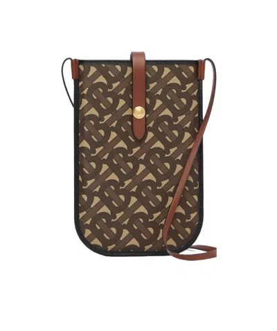 Burberry Monogram Print Strap Phone Case In Green