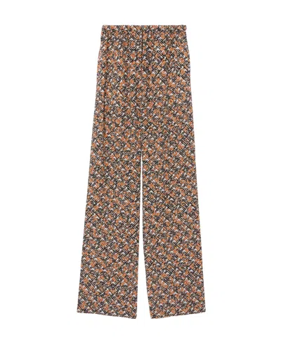 Burberry Monogram-print Wide-leg Trousers In Multicolor