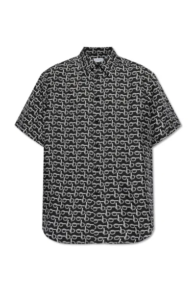 Burberry Monogram Printed Short Sleeved Shirt In Black