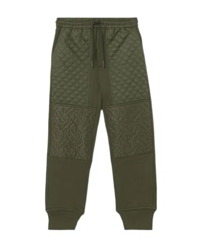 Burberry Monogram-quilted Track Pants In Green
