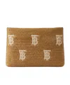 Burberry Monogram Raffia-effect Pouch In Brown