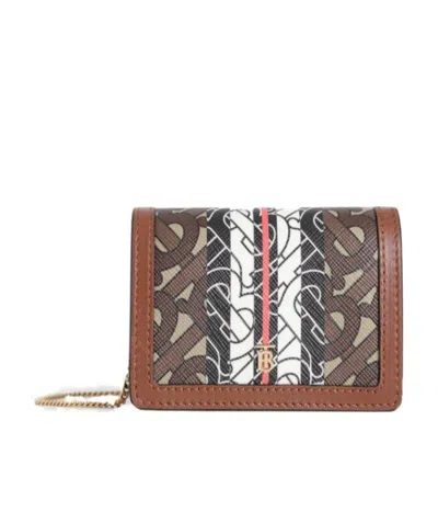Burberry Monogram Stripe Card Case In Brown