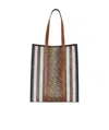 Burberry Monogram Stripe E-canvas Portrait Tote Bag In Multicolor