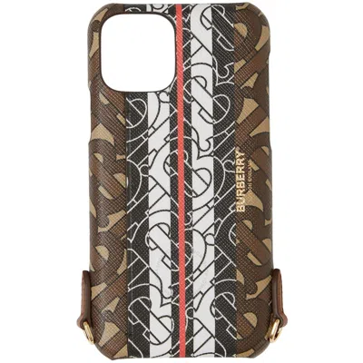 Burberry Monogram Stripe Iphone 11 Pro Case Lanyard In Brown