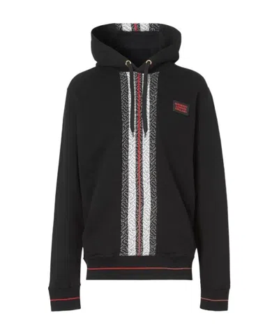 Burberry Monogram Stripe Panel Hoodie In Black