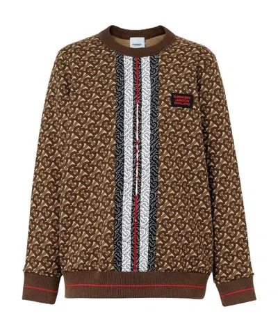 Burberry Monogram Stripe Print Cotton Oversized Sweatshirt In Multicolor