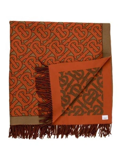 Pre-owned Burberry Monogram Throw Blanket In Orange