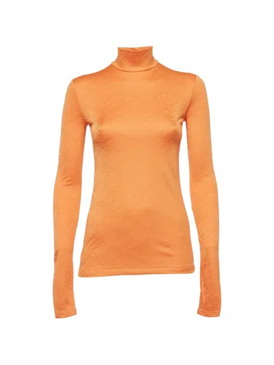 Pre-owned Burberry Monogram Turtle Neck Top In Orange