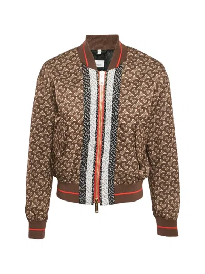 Pre-owned Burberry Monogram-print Bomber Jacket In Brown