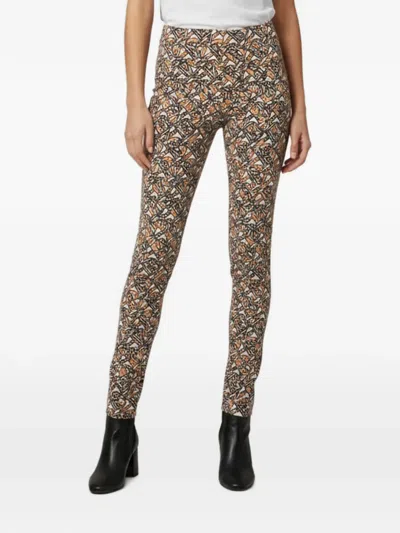 Pre-owned Burberry Monogram-print Leggings In Neutral